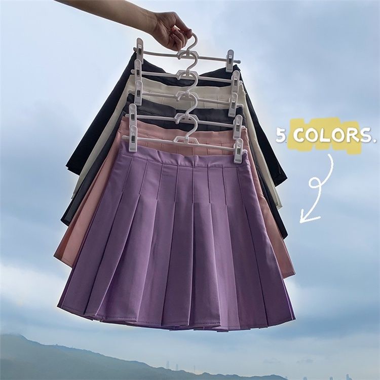 Chân váy chữ A lưng cao xếp ly phong cách đơn giản trẻ trung