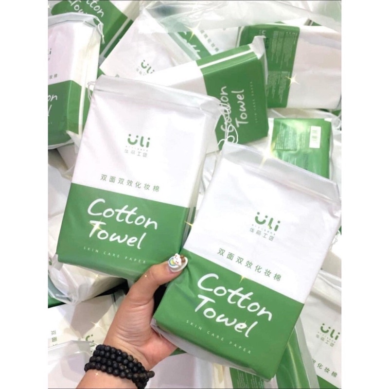 Bông Tẩy Trang Cotton Towel Uli 200 Miếng,Chất Bông Mềm Mịn Nhẹ Dịu Cho Da - Xanh Lá JY-328