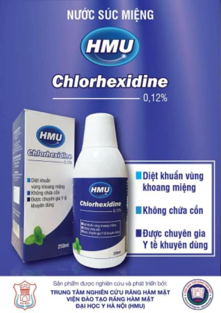 HMU- Nước súc miệng kháng sinh diệt khuẩn (vị bạc hà)