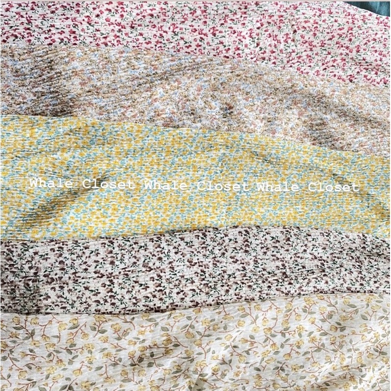 Chân váy hoa nhí chất voan nhăn dáng dài lưng chun 2 lớp hàng Quảng Châu vintage | BigBuy360 - bigbuy360.vn