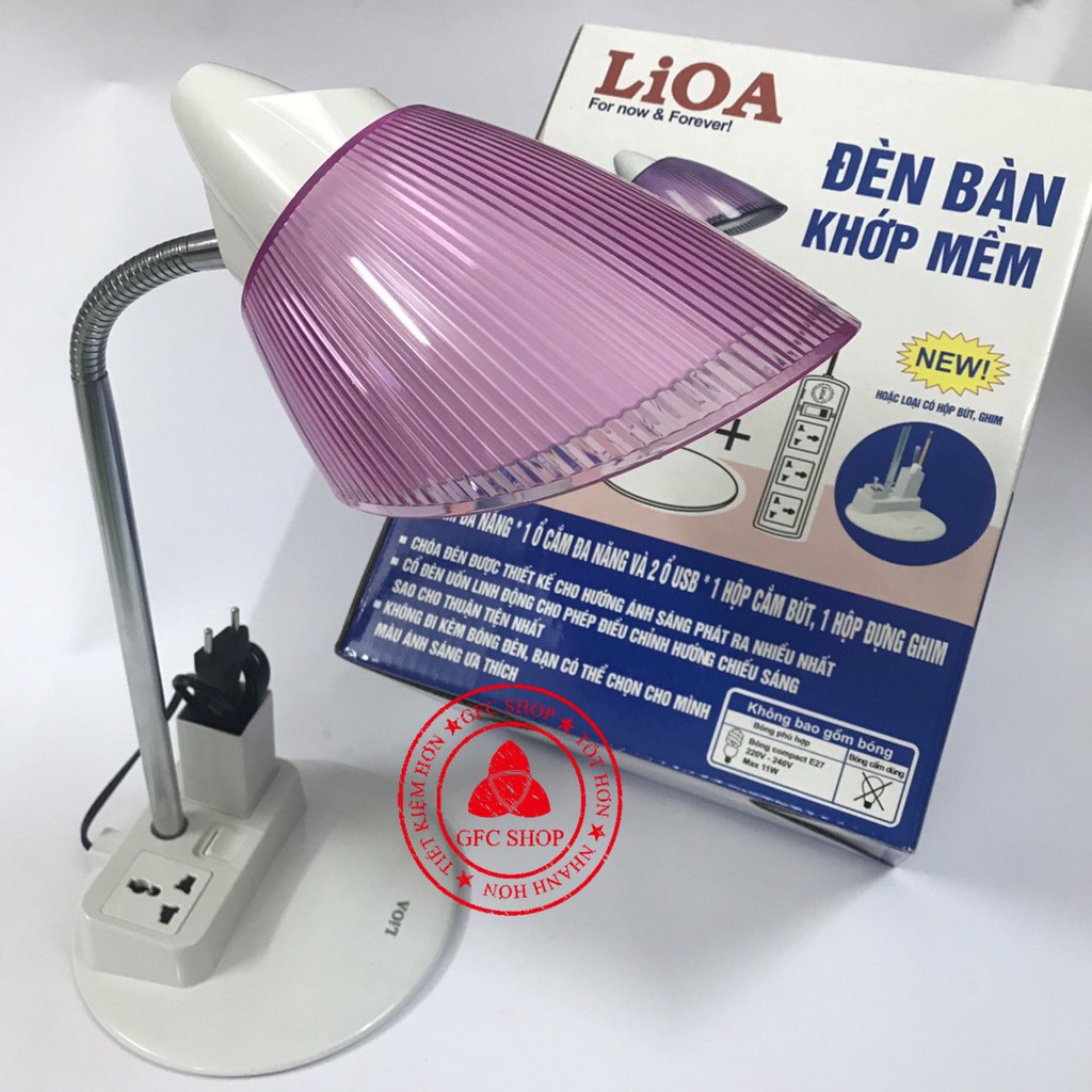 Đèn bàn khớp mềm LiOA có ổ cắm đa năng và hộp đựng bút