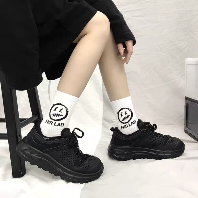 1 đôi vớ cotton mềm thoáng khí họa tiết hoạt hình phong cách Nhật Bản cho nam