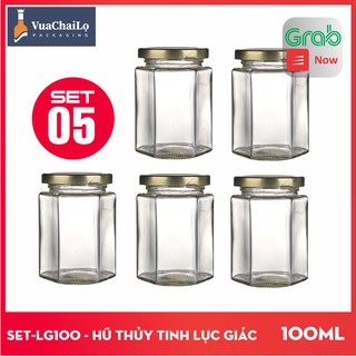 Hũ thủy tinh lục giác 100 ml (set 10 cái)