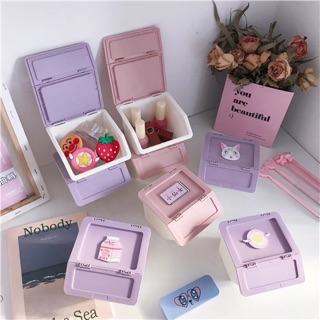 Hộp đựng đồ để bàn. Hộp đựng washi/kẹp/mỹ phẩm/phụ kiện để bàn có nắp mở tiện lợi. Hộp đựng đồ nhỏ xinh