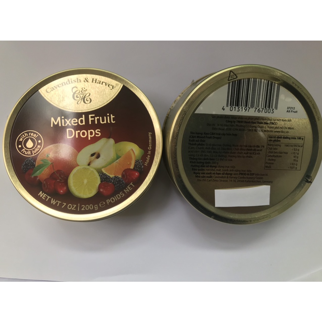 Kẹo Hộp Thiếc Đức Cavendish Harvey Hương Trái Cây Hỗn Hợp  Mixed Fruit