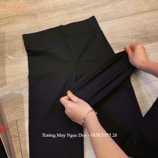 Quần ống loe cạp cao nữ dài bigsize có dây eo đen quần legging nữ ống loe ôm lưng chun thun vải co giãn học sinh công sở