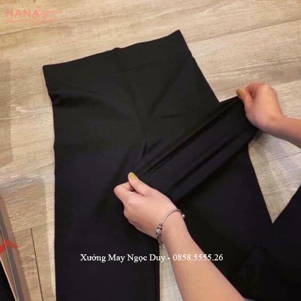 Quần ống loe cạp cao nữ dài bigsize có dây eo đen quần legging nữ ống loe ôm lưng chun thun vải co giãn học sinh công sở | BigBuy360 - bigbuy360.vn