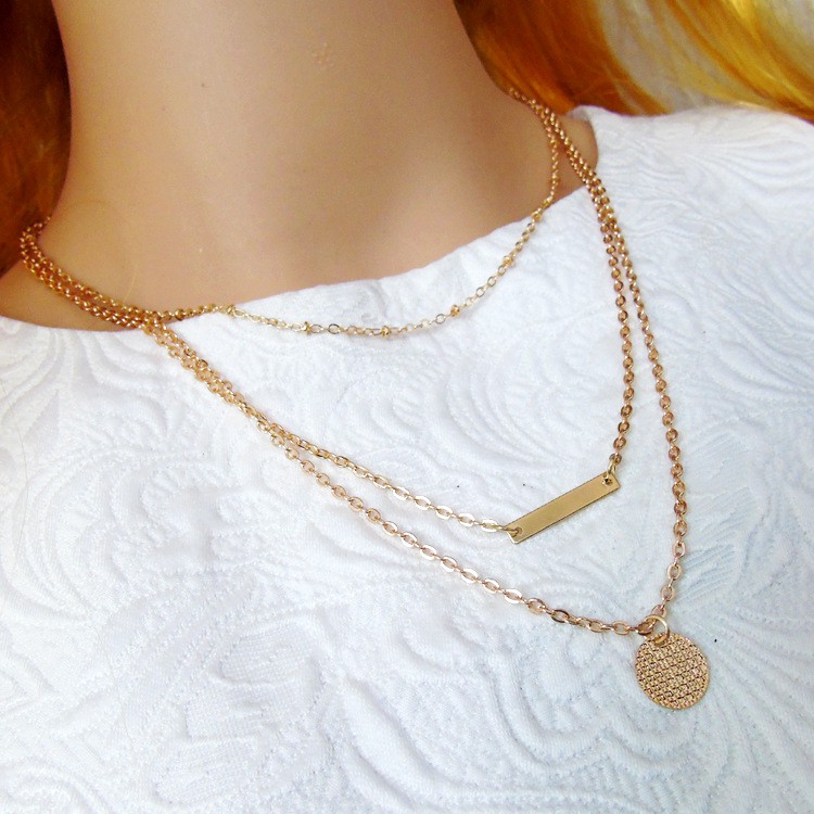 Dây chuyền nữ ba lớp đồng xu tròn