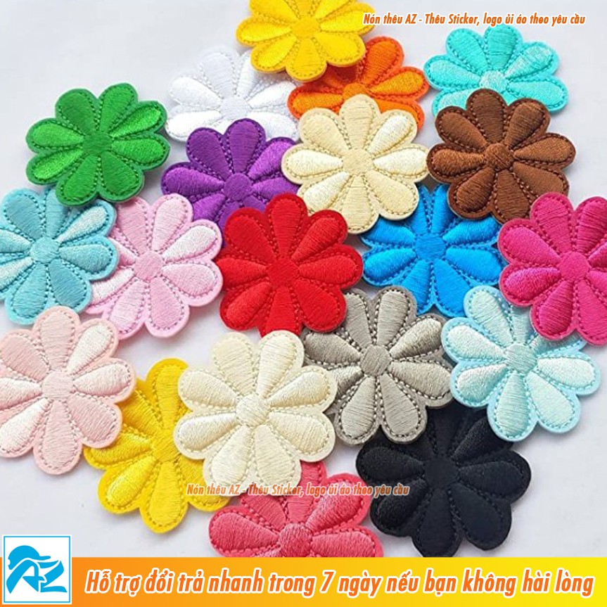 Sticker ủi thêu hình bông hoa 8 cánh - Patch ủi vá quần áo thun sơ mi balo S52