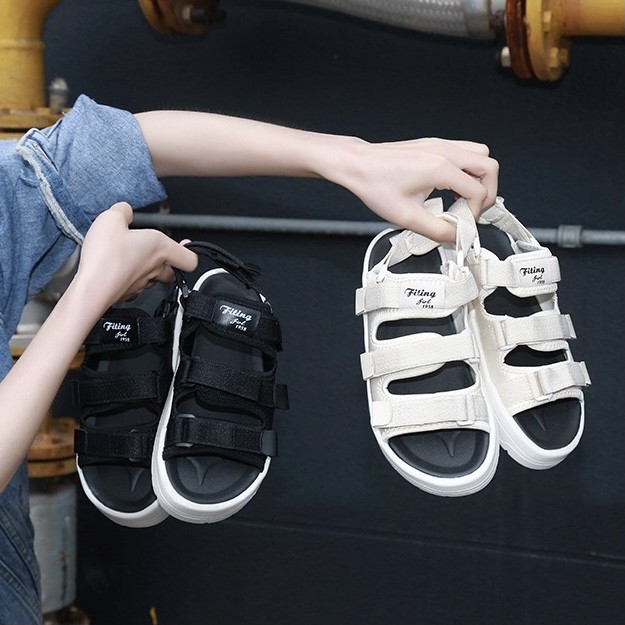 Sandal quai ngang unisex, đế cao su đi cực êm chân D141