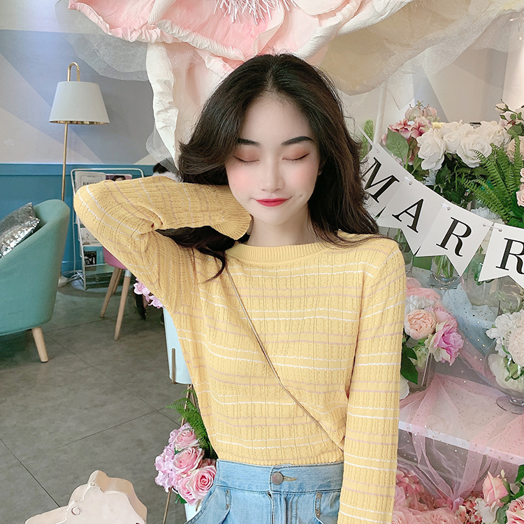 Áo sweater thời trang kẻ sọc dáng ôm phong cách Hàn Quốc cá tính 2020