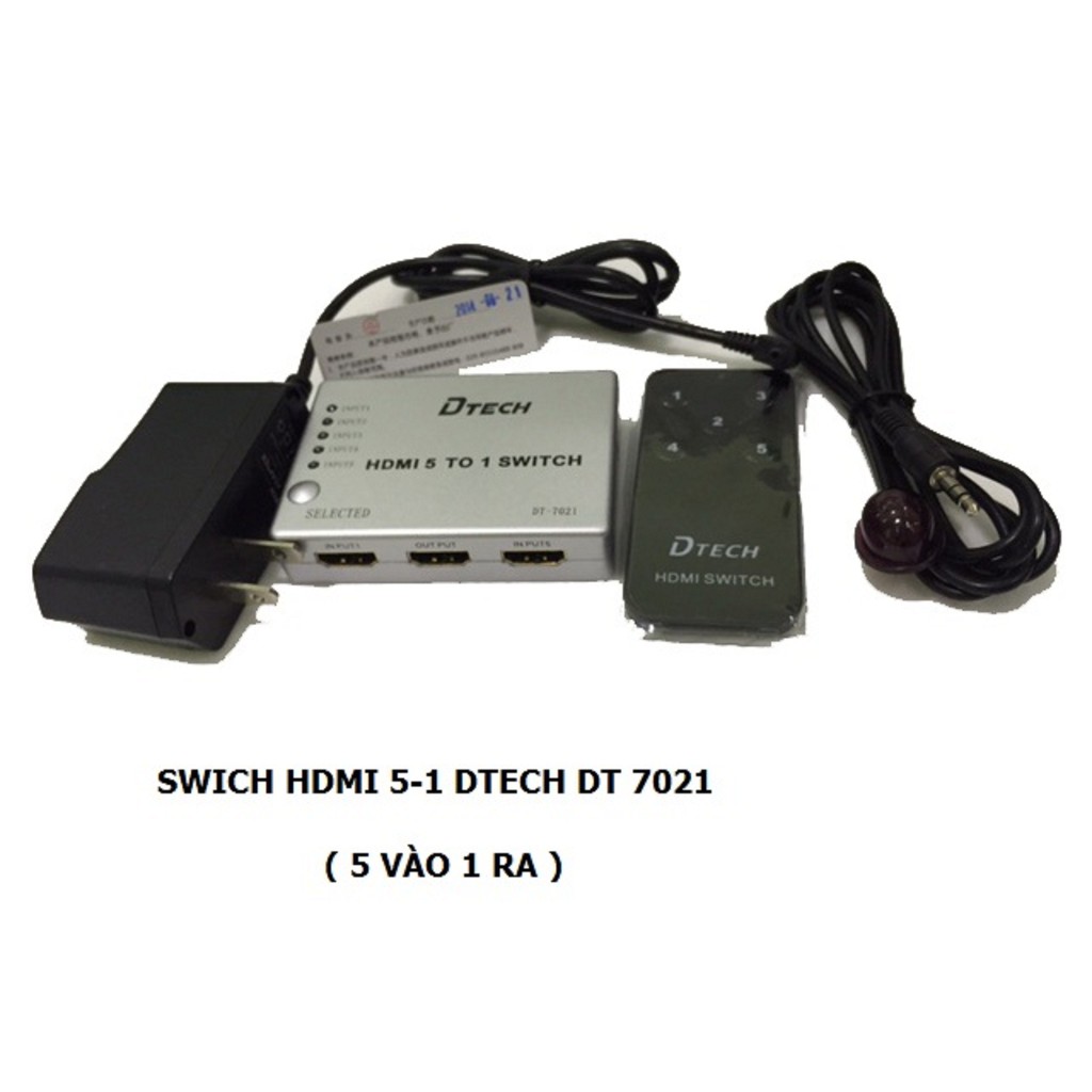 Multi HDMI 5 IN 1 Dtech (DT 7021) ( 5 VÀO 1 RA )