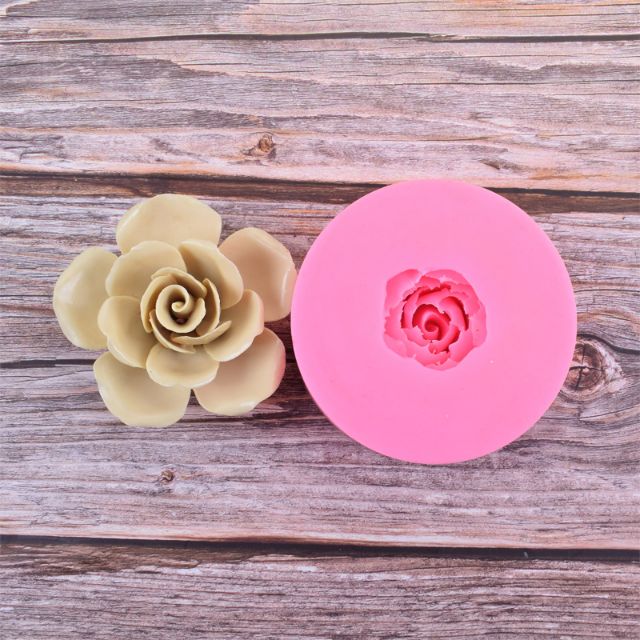 Khuôn rau câu 4D silicone Hoa hồng xòe cỡ lớn (Kích thước đọc mô tả)