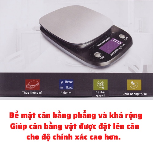 Cân Tiểu Li điện tử nhà bếp kitchen định lượng 0,1-3kg làm bánh cân cao cấp 3kg tặng kèm 2 viên pin AA