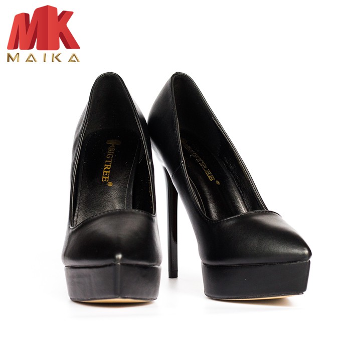 Giày cao gót nữ MK MAIKA S152 Đen cao 12cm mũi nhọn, gót nhọn, có độn mũi quyến rũ, thanh lịch