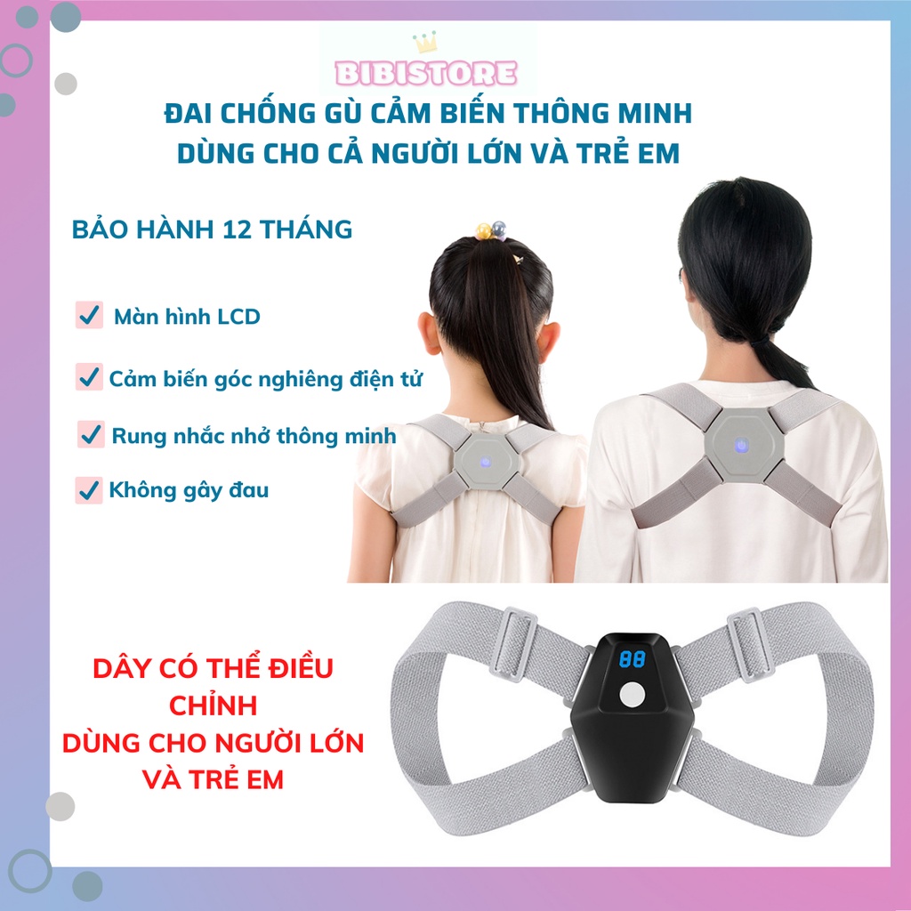 Đai chống gù lưng trẻ em và người lớn cảm biến thông minh, đai chống gù màn hình LCD cao cấp