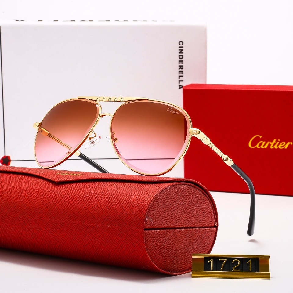 Cartier_ 2021 Mới Thời trang Hàn Quốc Khung lớn Màu phim Kính râm Nam và Nữ Xu hướng Cặp đôi Đường phố Chụp Trăm Phù hợp Trang trí Thời trang Du lịch Kỳ nghỉ Chống tia cực tím Kính râm đi biển