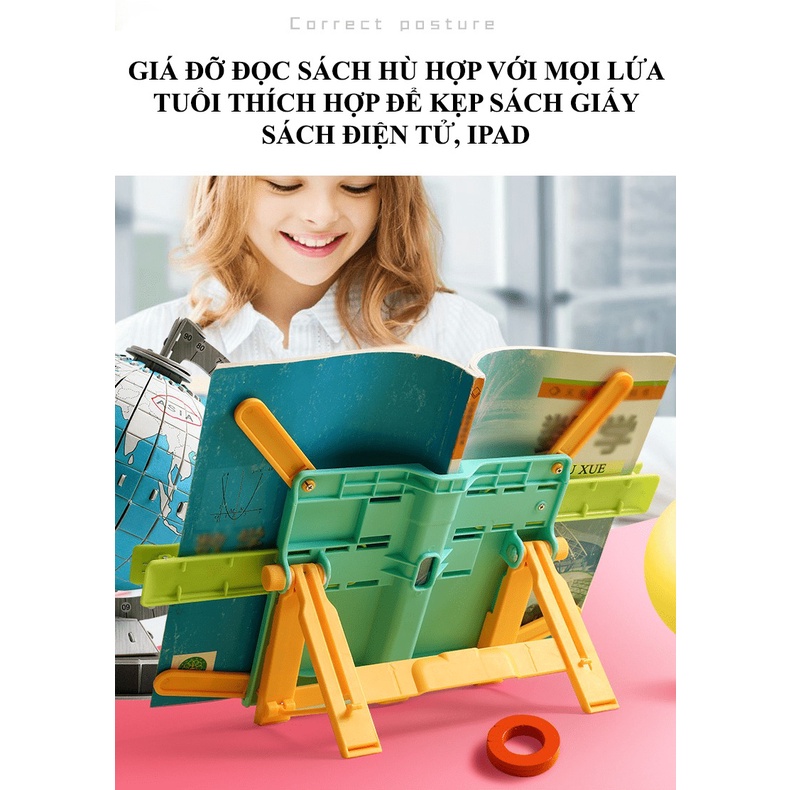 Giá đỡ đọc sách có thể gấp gọn và điều chỉnh độ xoay 180 độ giúp bé chống cận thị chống gù lưng - NKGĐ5