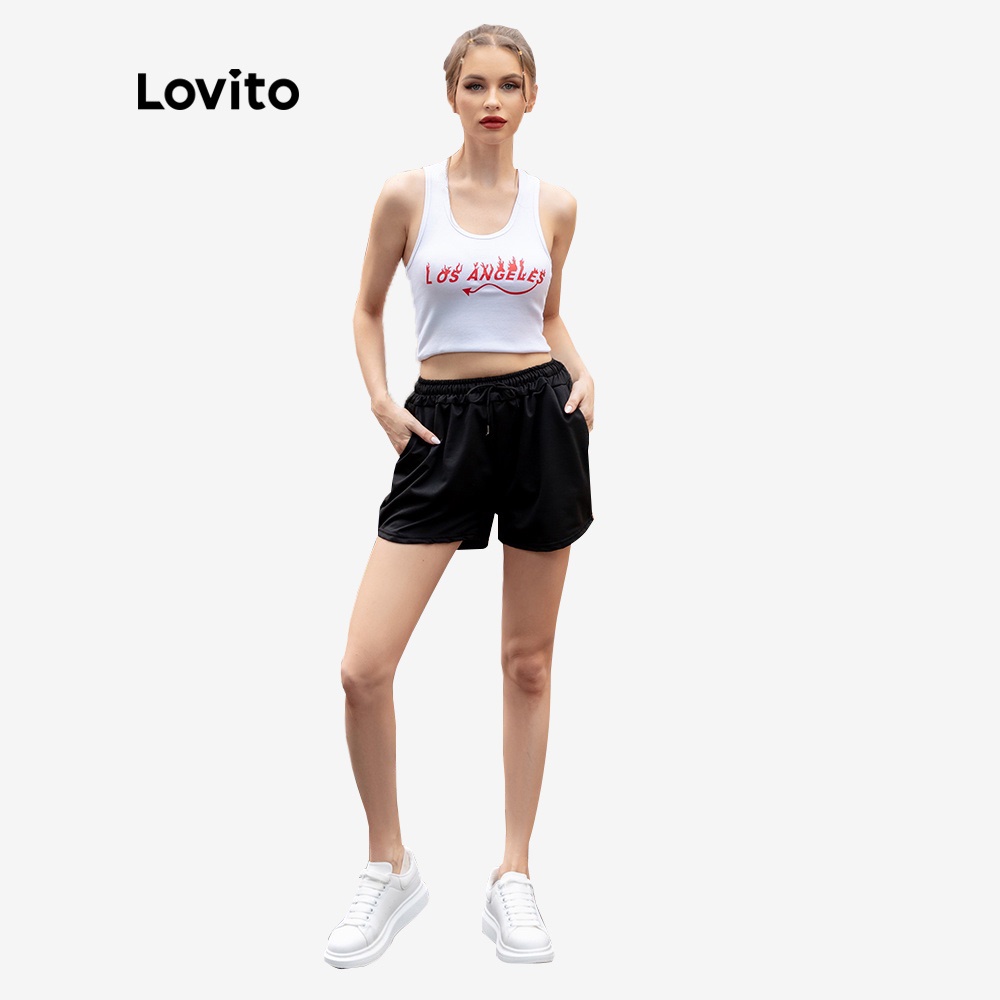 Quần short nữ Lovito L00242 lưng thun thiết kế rút dây thời trang năng động cho nữ nhiều màu sắc tùy chọn | BigBuy360 - bigbuy360.vn