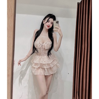 _  Đầm 2 dây cúp ngực 3 tầng