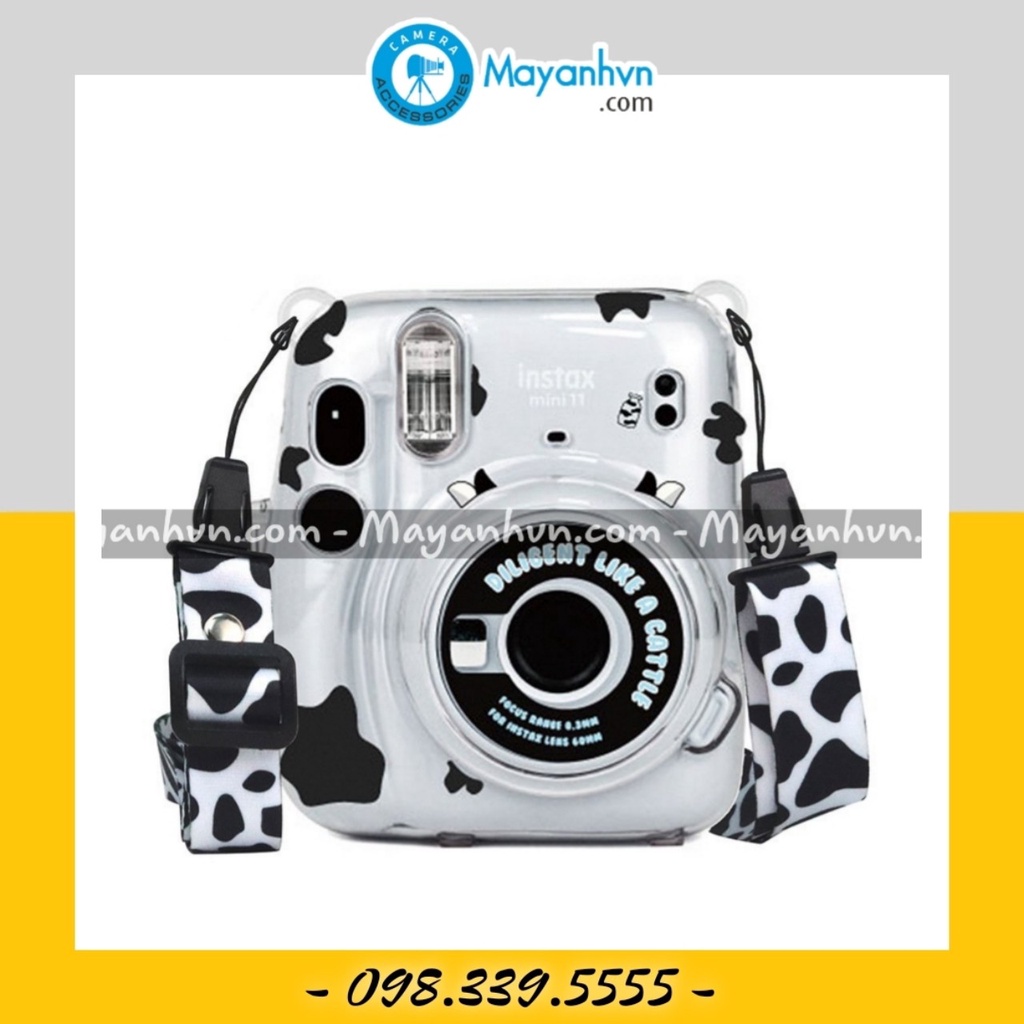 Case trong Fujifilm Instax Mini 11 Trong Suốt Kèm Túi Đựng Và Dây Đeo + Miếng Dán Chuyên Dụng Chất Lượng Cao