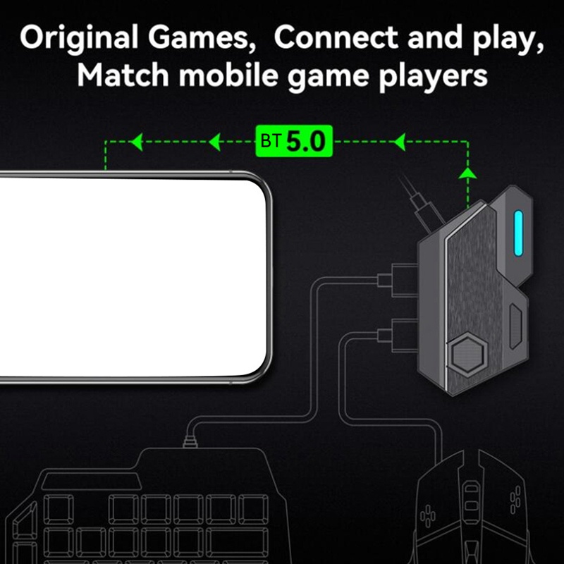 Bộ Bàn Phím + Chuột + Đầu Chuyển Đổi Kết Nối Bluetooth Hỗ Trợ Chơi Game PUBG Cho IOS Android