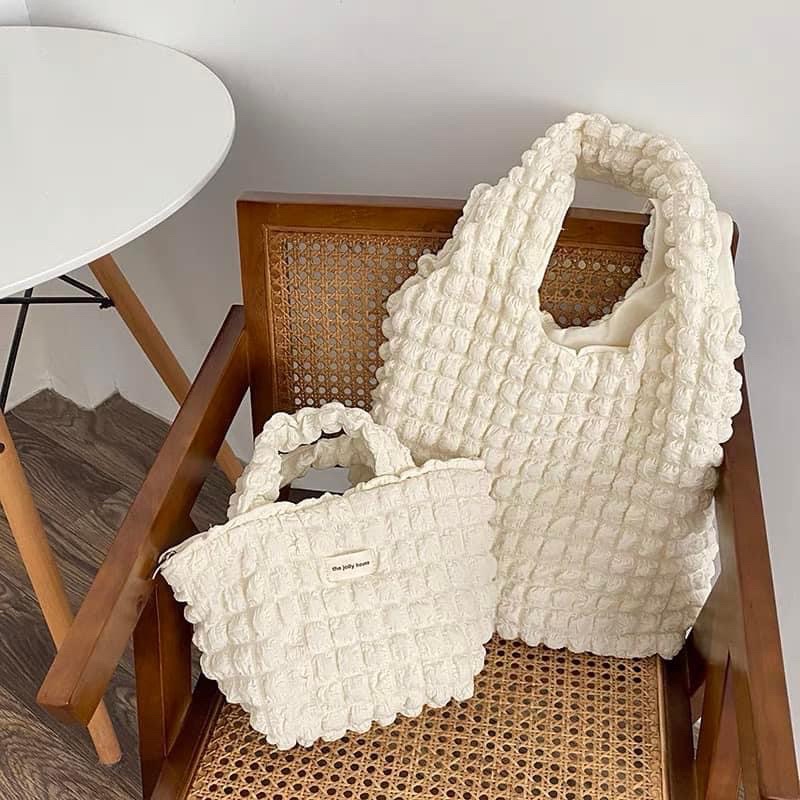 Túi Tote xốp ô vuông Ulzzang Bigsize 3 màu FREESHIP Túi đeo vai Tote có lớp lót hàng đẹp