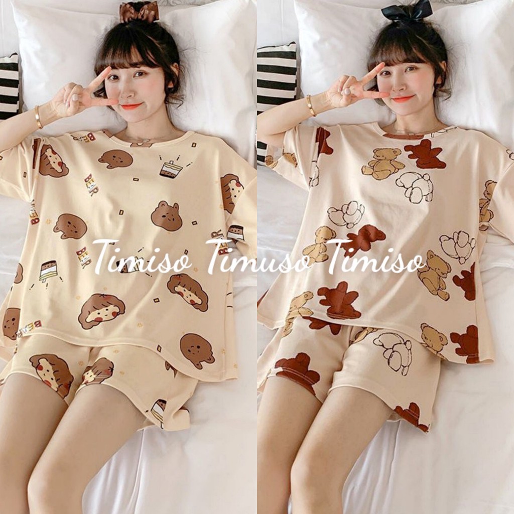 Bộ đồ bầu đùi cộc chất thun sữa mềm mát họa tiết ngộ nghĩnh dễ thương BĐC 835