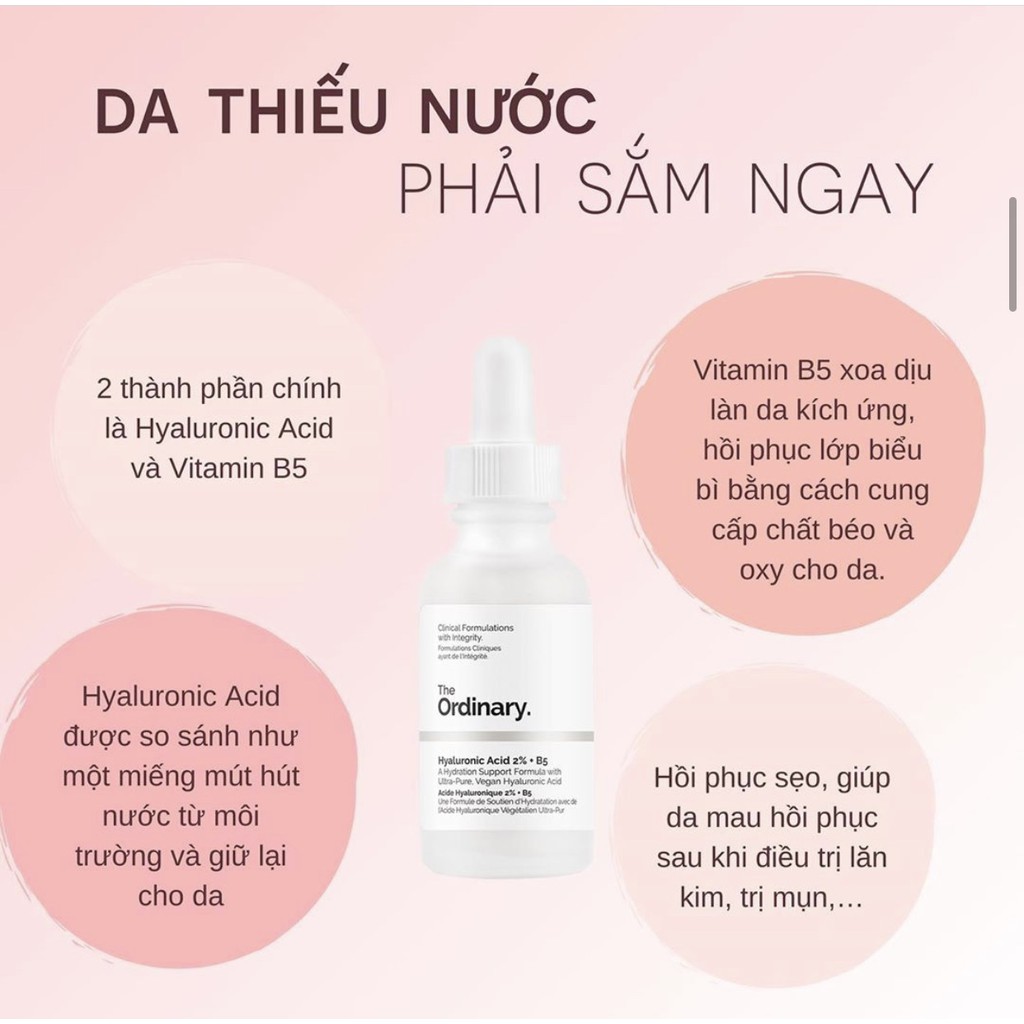 The Ordinary Hyaluronic Acid 2% + B5 - Serum cấp nước và phục hồi da