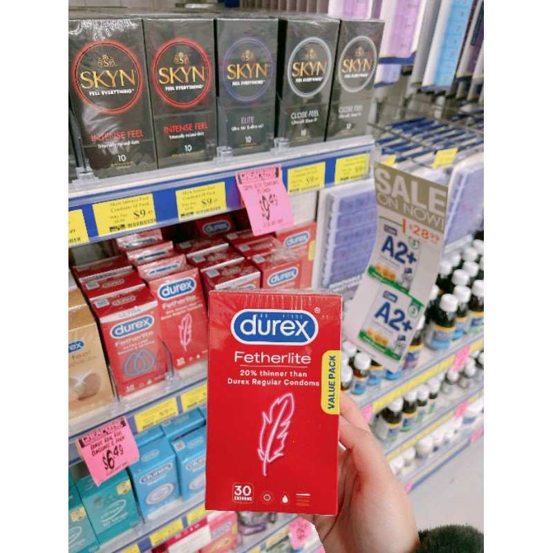 Bao cao su Durex 30 miếng siêu mỏng( hàng nội địa Úc)