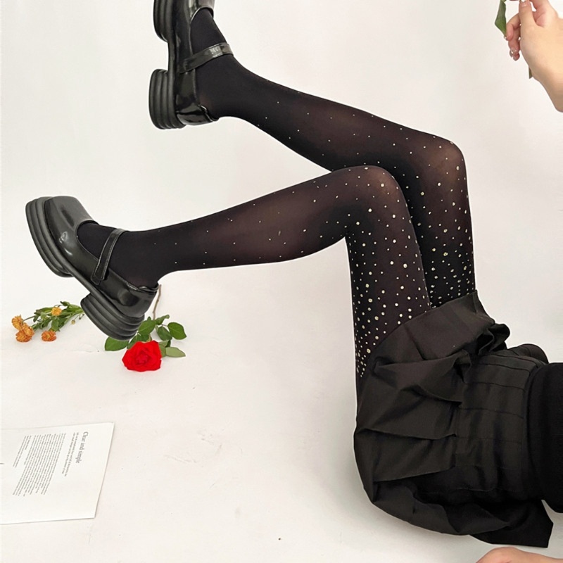Youyo Quần Tất Legging Lưng Cao Ôm Dáng Họa Tiết Chấm Bi Lấp Lánh Cho Nữ