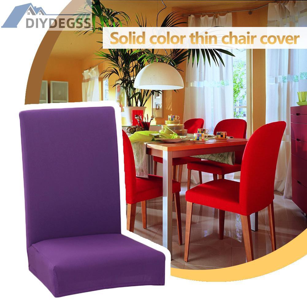 Pure Candy Color Elastic Chair Slipcover Stretch Dining Seat Case (Purple)