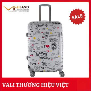 Vali du lịch nhựa pc - vali in hình họa tiết