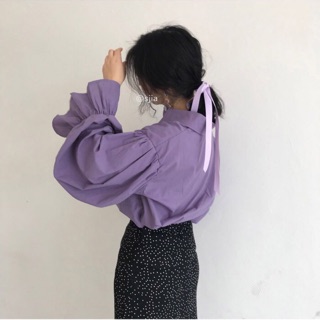 Áo sơ mi somi sơmi tím tay dài phồng tiểu thư