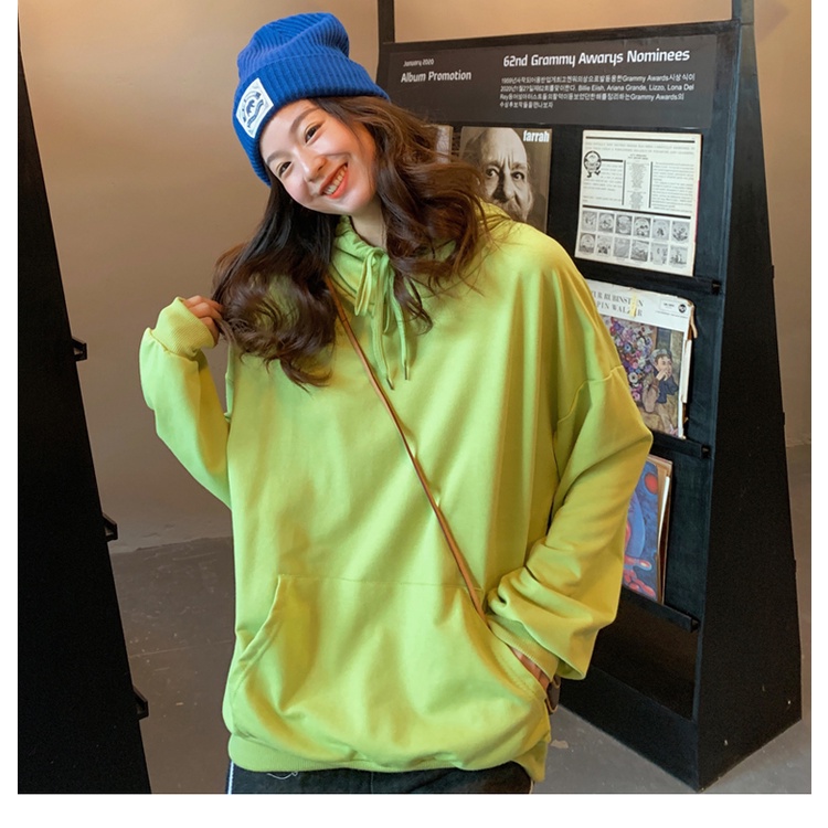 SUXI Áo Hoodie Mỏng Tay Dài Dáng Rộng Màu Trơn Thời Trang Mùa Thu Mới