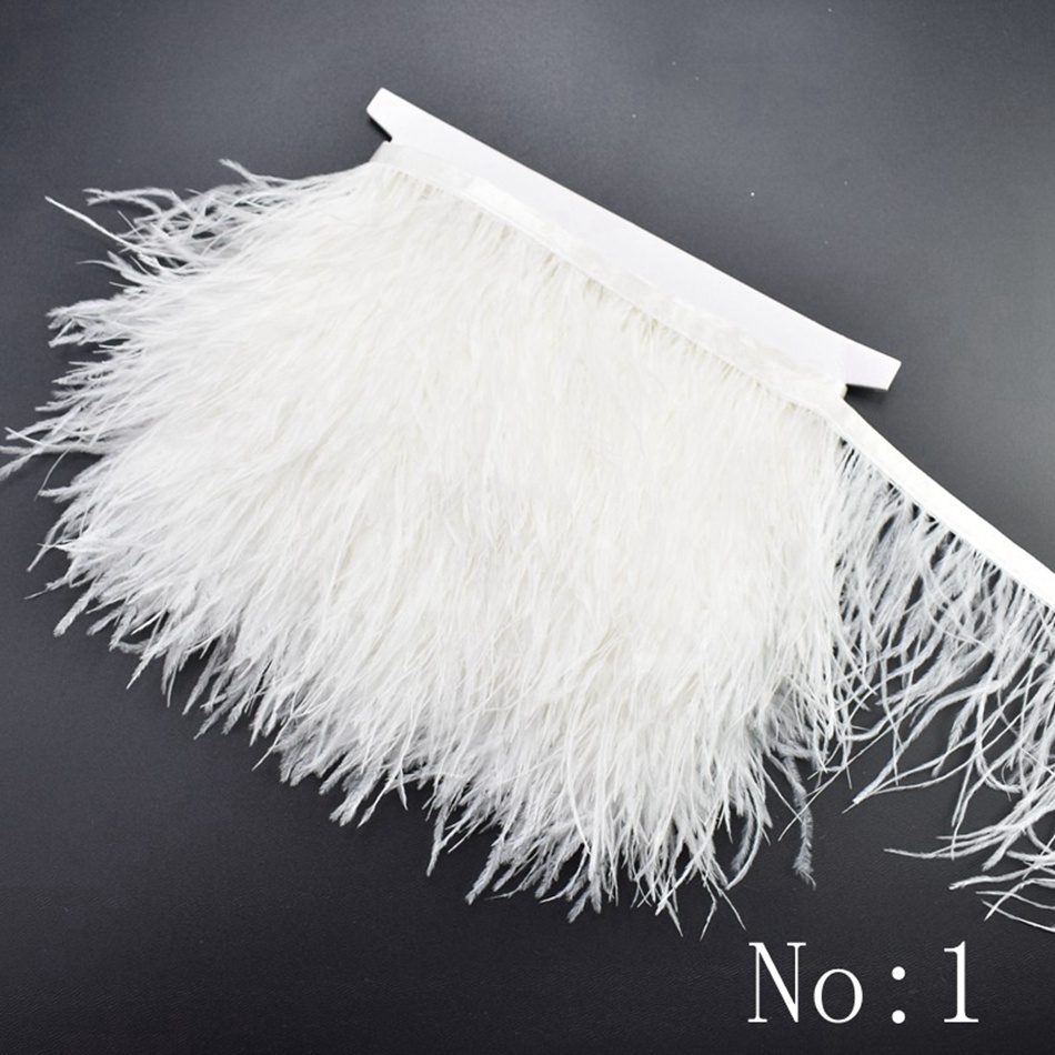 1yard Lông Đà Điểu Màu Trắng Tự Nhiên Dùng Trang Trí Đám Cưới