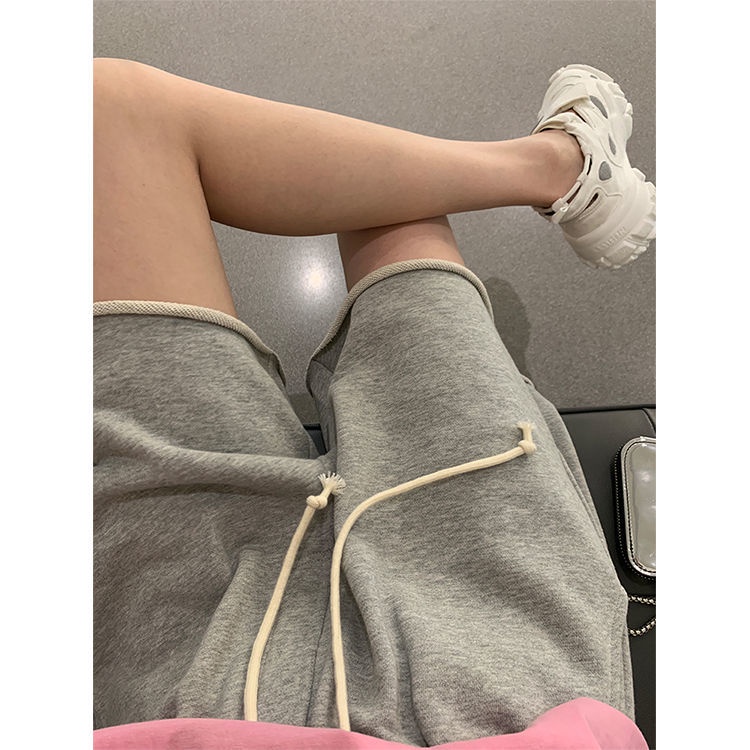 Quần short thể thao lưng cao dáng rộng chất liệu cotton mỏng thời trang mùa hè hàng mới dành cho nữ