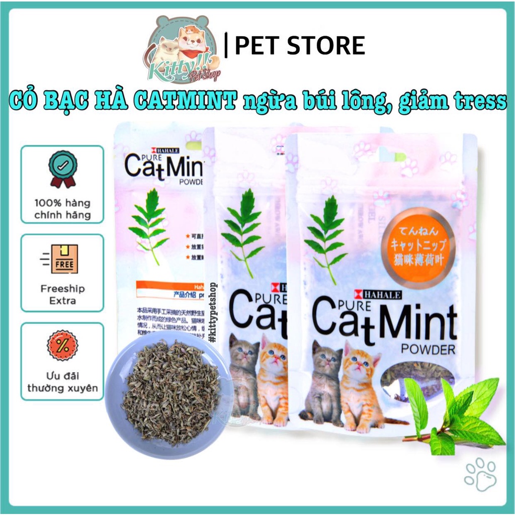 Cỏ bạc hà Hahale dành cho mèo gói 5g, cỏ catmint ngừa búi lông, giảm stress cho mèo, giá rẻ - Kitty Pet Shop BMT