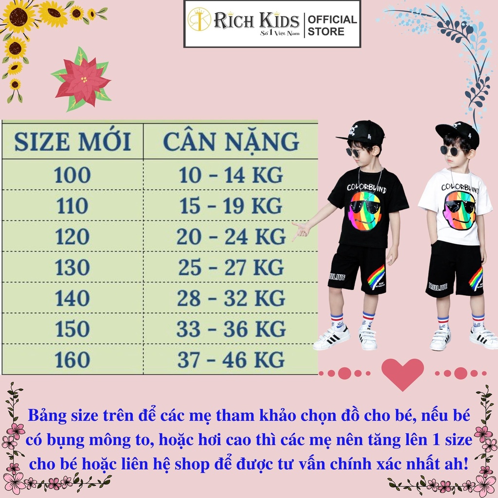 Đồ Bộ Cho Bé Trai Richkids Vải 100% Cotton Co Giãn Thoáng Mát, Thấm Hút Mồ Hôi