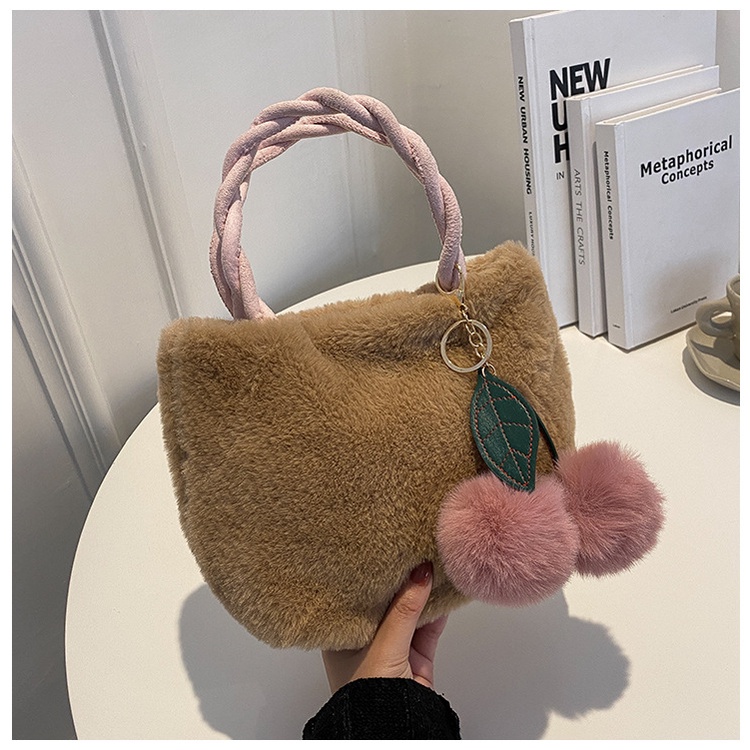 Túi Xách Đeo Vai Kiểu Vuông Nhỏ Phủ Bông Phối Dây Xích Thời Trang Hàn Quốc Sành Điệu