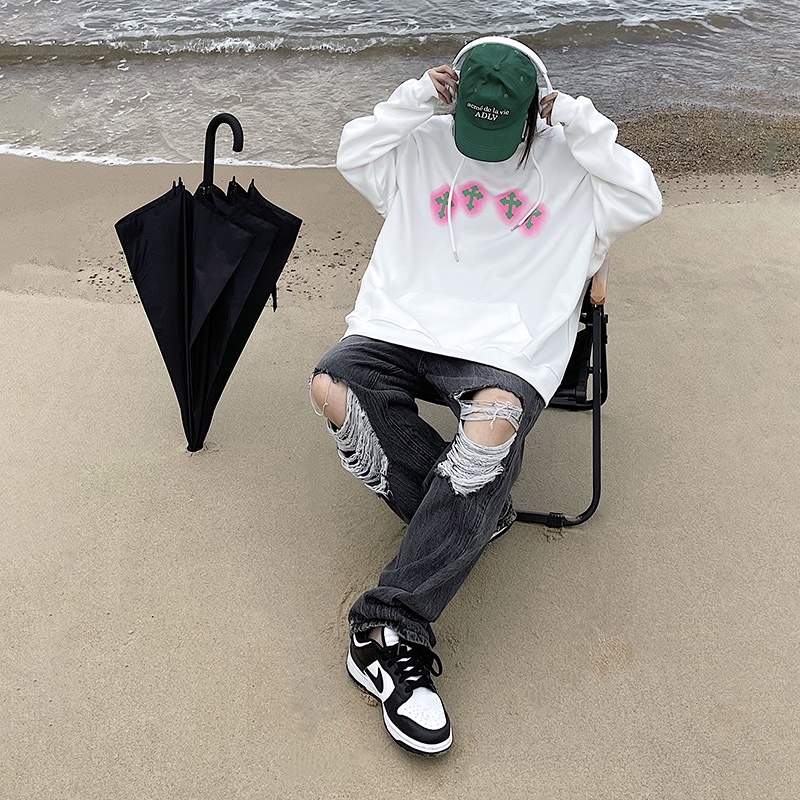 NRVP Áo hoodie nữ tay dài dáng rộng thời trang phong cách Hàn Quốc