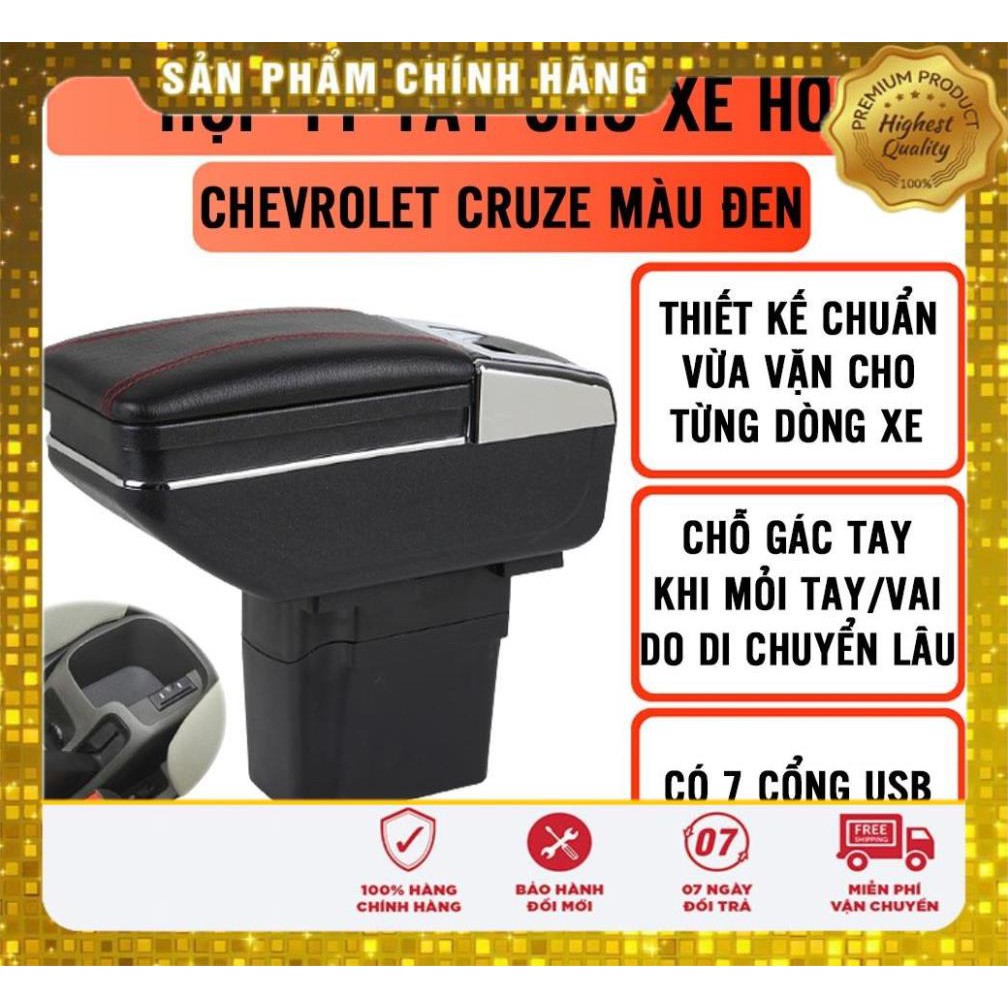 Hộp tỳ tay cho xe CHEVROLET CRUZE - 7 cổng usp, 2 ngăn đựng đồ tiện ích - quà tặng cây thông thơm treo xe