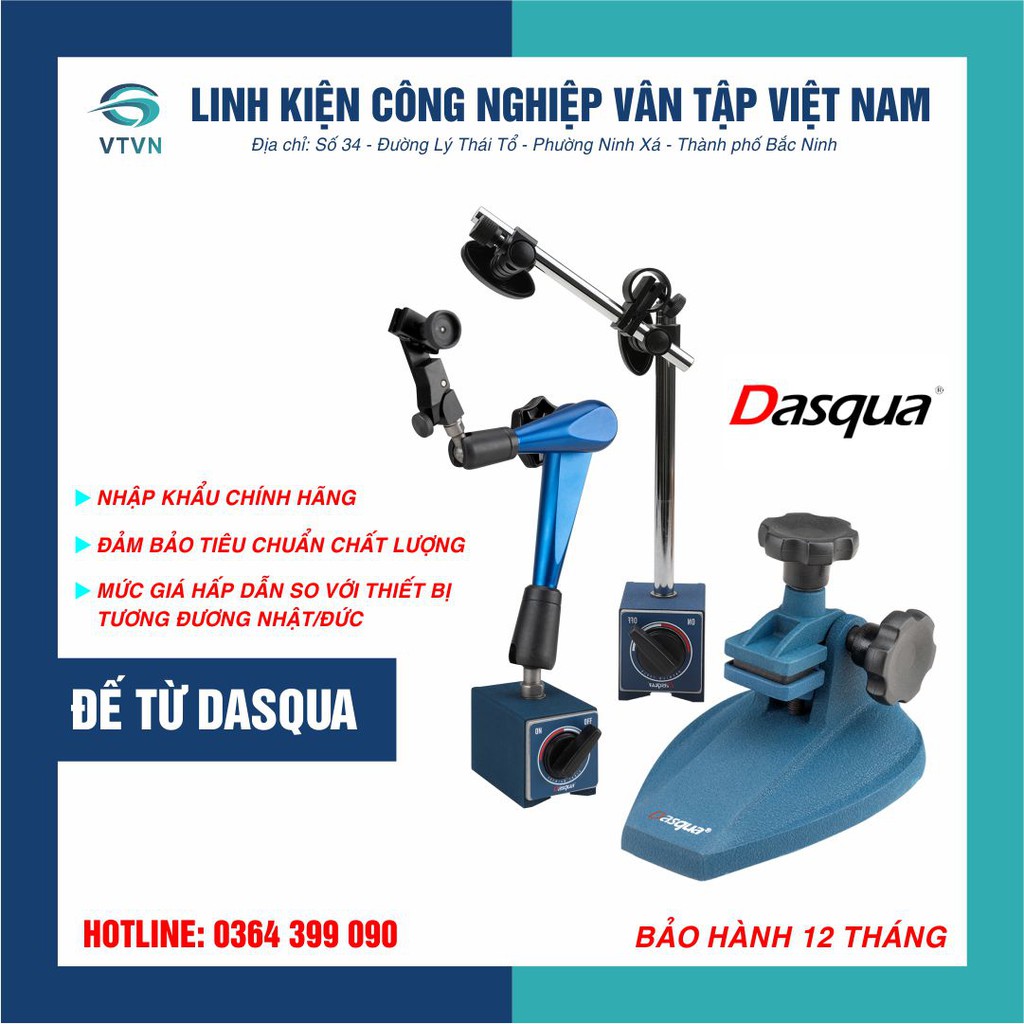 Chân đế từ cố định đồng hồ so, đồng hồ chân gập hãng chính hãng DASQUA, fullbox