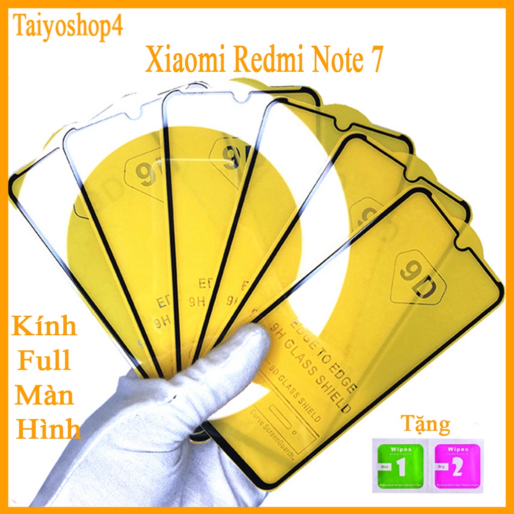 Kính cường lực Xiaomi redmi note 7 , Kính cường lực full màn hình, Ảnh thực shop tự chụp, tặng kèm bộ giấy lau kính
