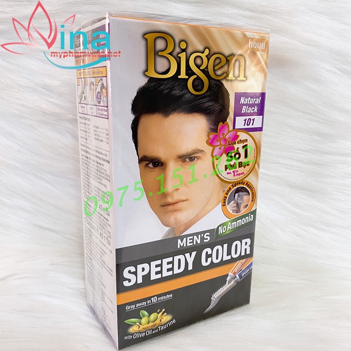 Thuốc Nhuộm Tóc phủ bạc MÀU ĐEN dạng kem Cho Nam Giới Bigen Men’s Speedy Color