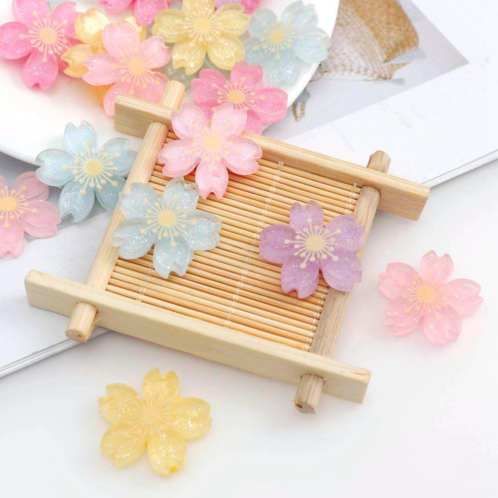 Set 20 Hoa Anh Đào Bằng Nhựa Resin Trang Trí Điện Thoại / Sổ Tay DIY