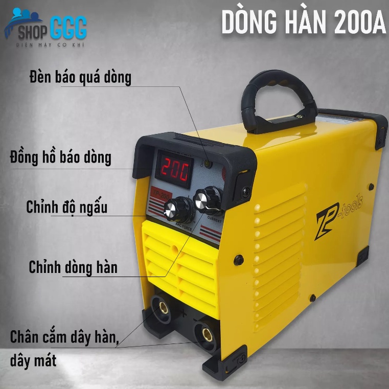 (TẶNG KÍNH HÀN) Máy hàn mini, máy hàn điện tử chính hãng TP200, hàn kéo que 2,5 | Tặng vali phụ kiện