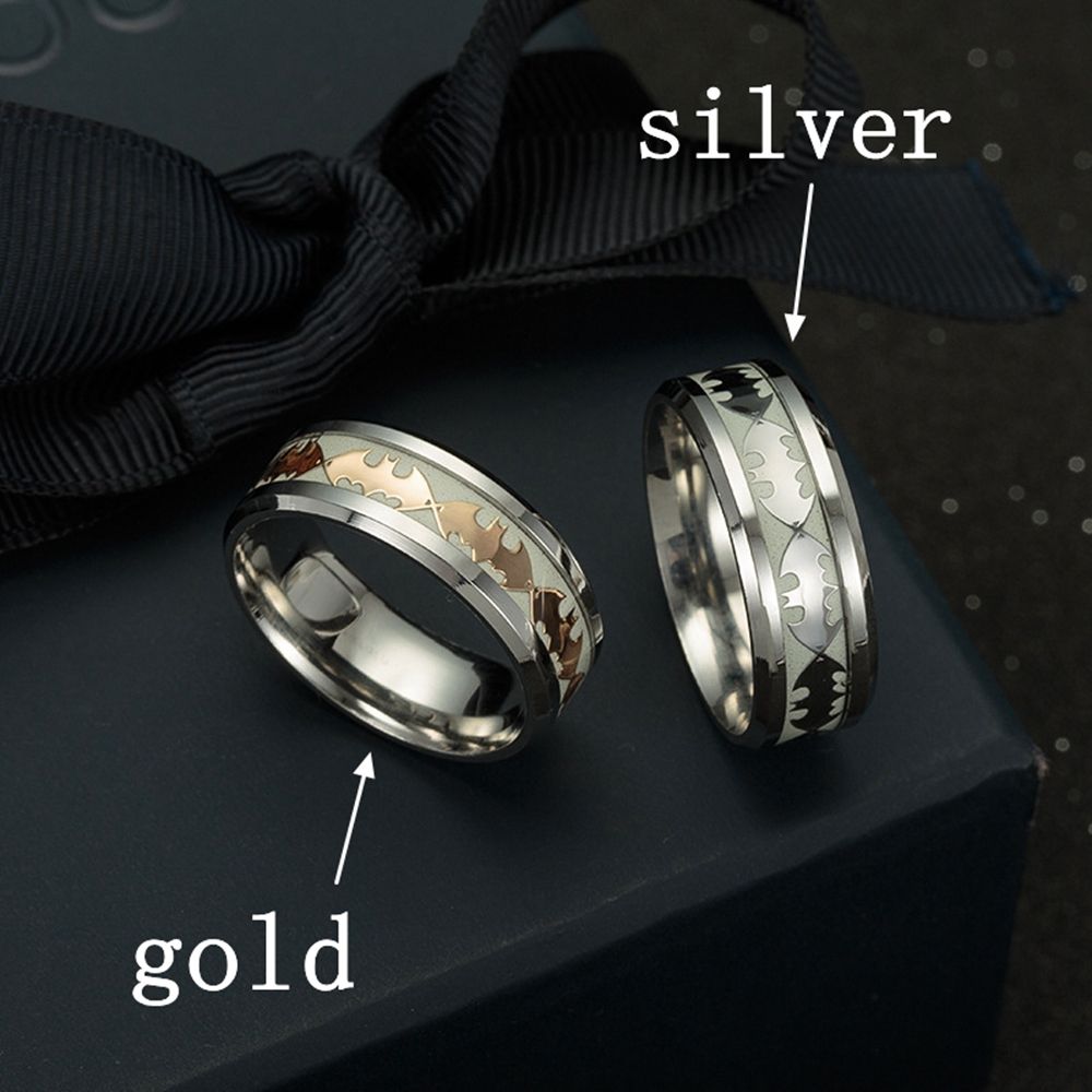 Nhẫn Thép Không Gỉ Phát Sáng Phong Cách Người Dơi Thời Trang