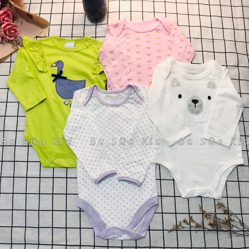 Body Chíp Dài Tay Xuất Dư Các Hãng Cho Bé Trai , bé gái in hình họa tiết ngộ nghĩnh