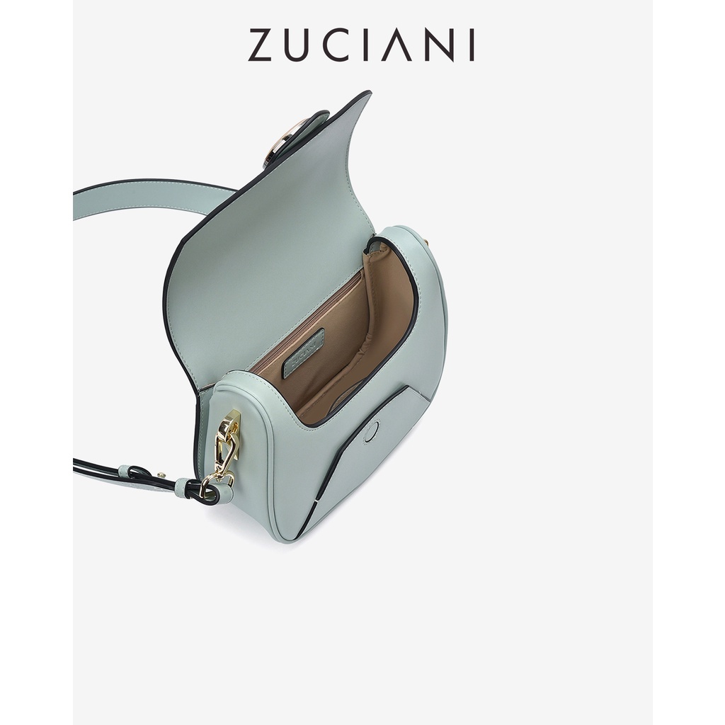 Túi đeo chéo nữ Zuciani da bò cao cấp thiết kế phom đứng nhỏ gọn khóa  cài hình tròn thanh lịch - CV55